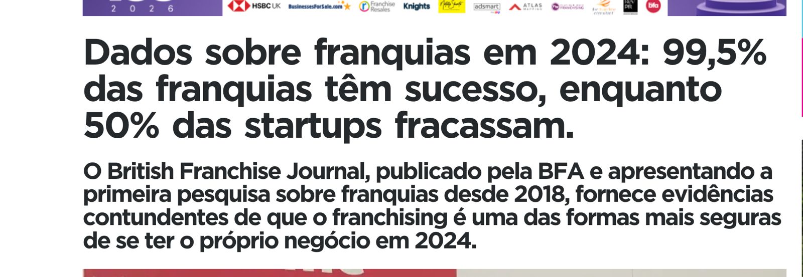 Notícia sobre franquias